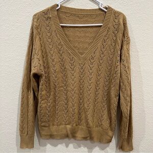 CUPSHE V-Neck Knit Sweater in Tan